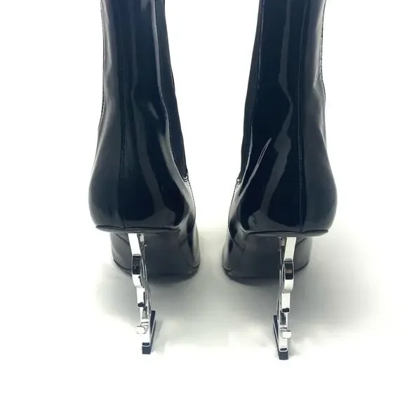 Saint Laurent Glossy Black Heeled Boots - Picture 7 of 13
